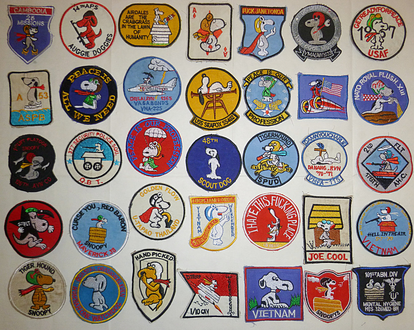 Rare - Lot of 35 Snoopy Patch / Patches – USAF - Recon - MACV-SOG - Vietnam War