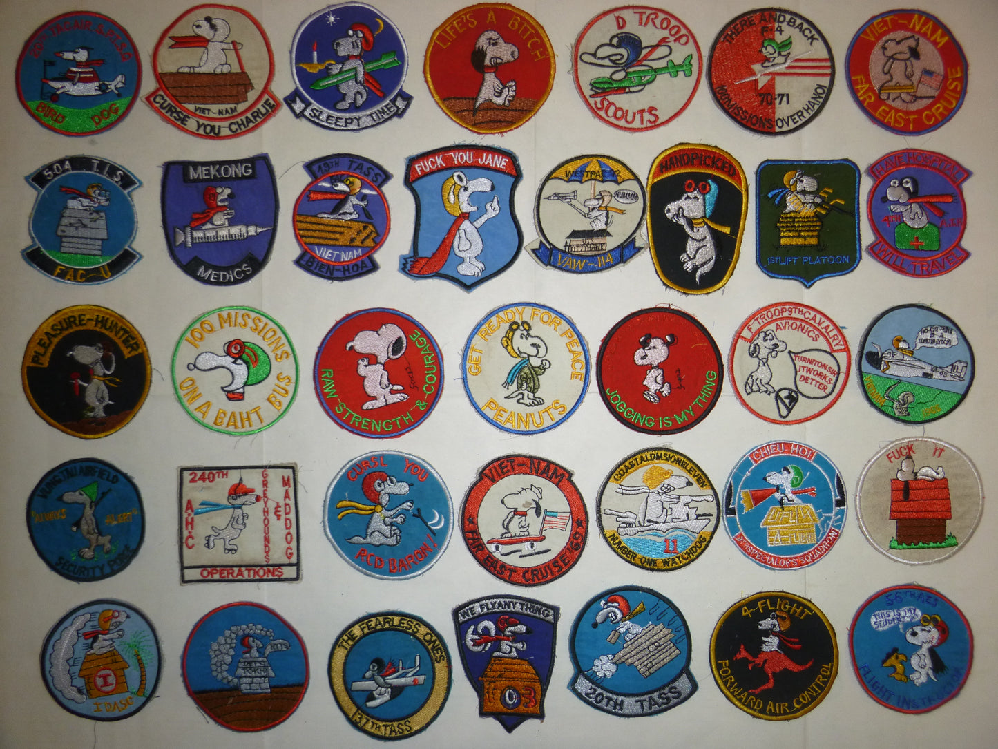 Rare - Lot of 36 Snoopy Patch / Patches – USAF - Recon - MACV-SOG - Vietnam War