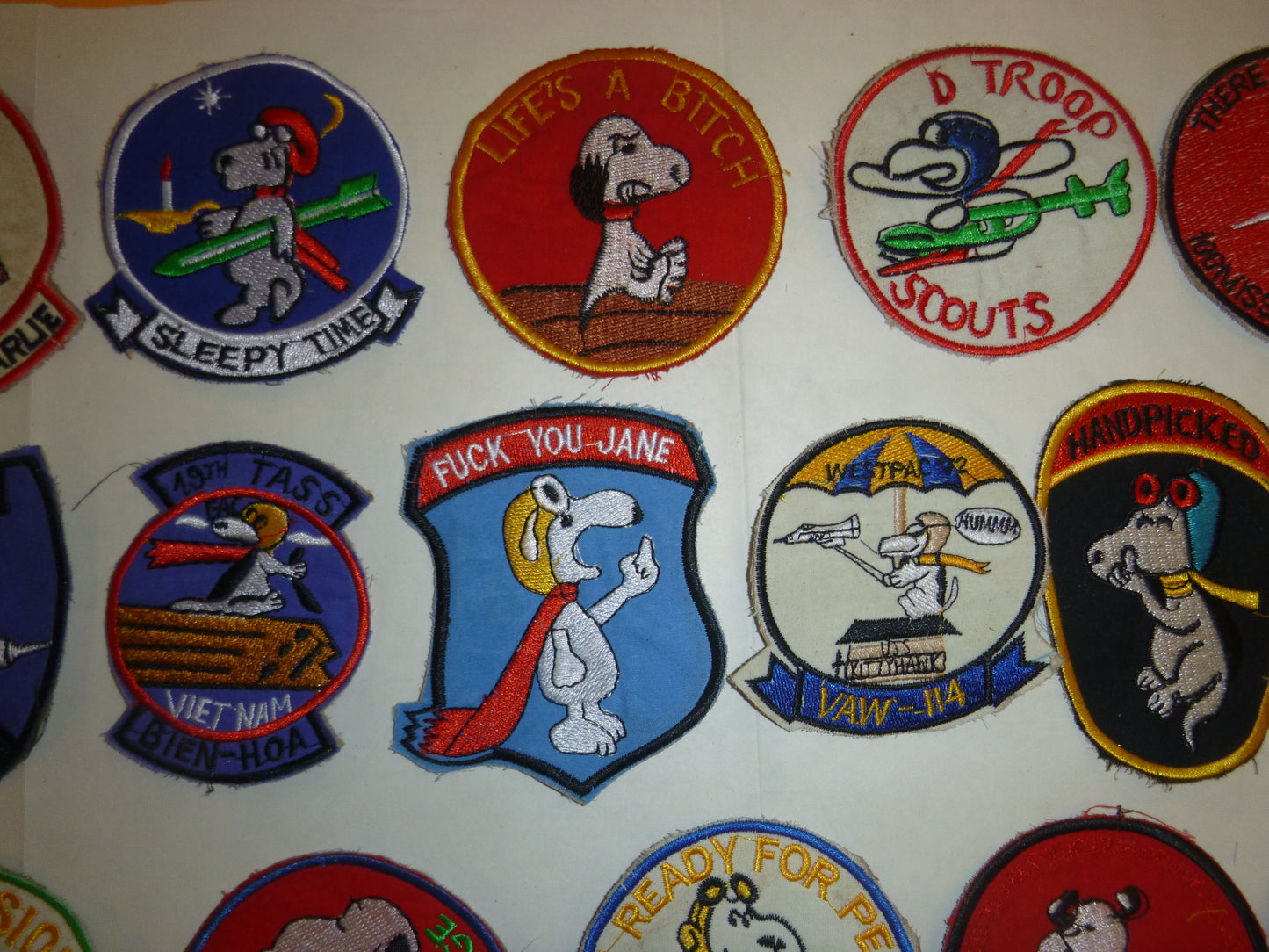 Rare - Lot of 36 Snoopy Patch / Patches – USAF - Recon - MACV-SOG - Vietnam War
