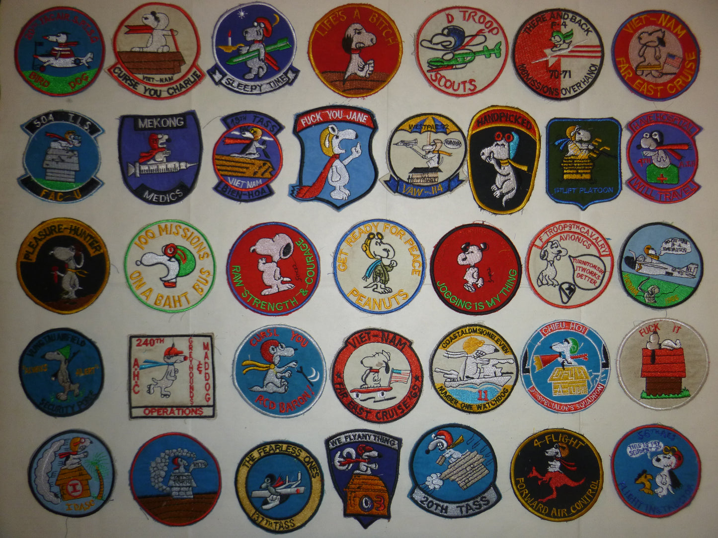 Rare - Lot of 36 Snoopy Patch / Patches – USAF - Recon - MACV-SOG - Vietnam War